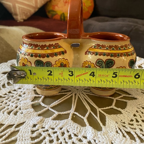 🔥 3 FOR $20 SALE Twin Clay Wabi Sabi Condiment Pots Hand Painted succulents pot - Picture 4 of 7
